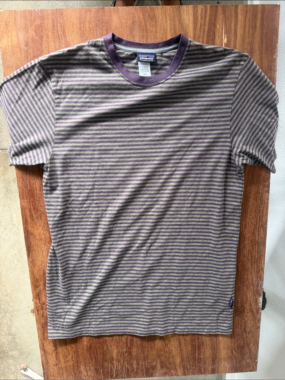 Striped Purple & Khaki Short Sleeve Tee